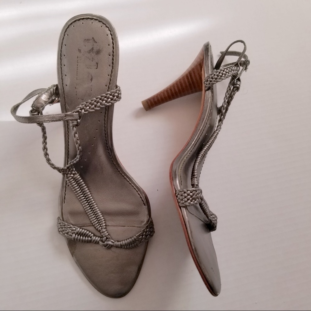 Richard Tyler women’s braided strappy anthracite grey high heel shoe - size 10